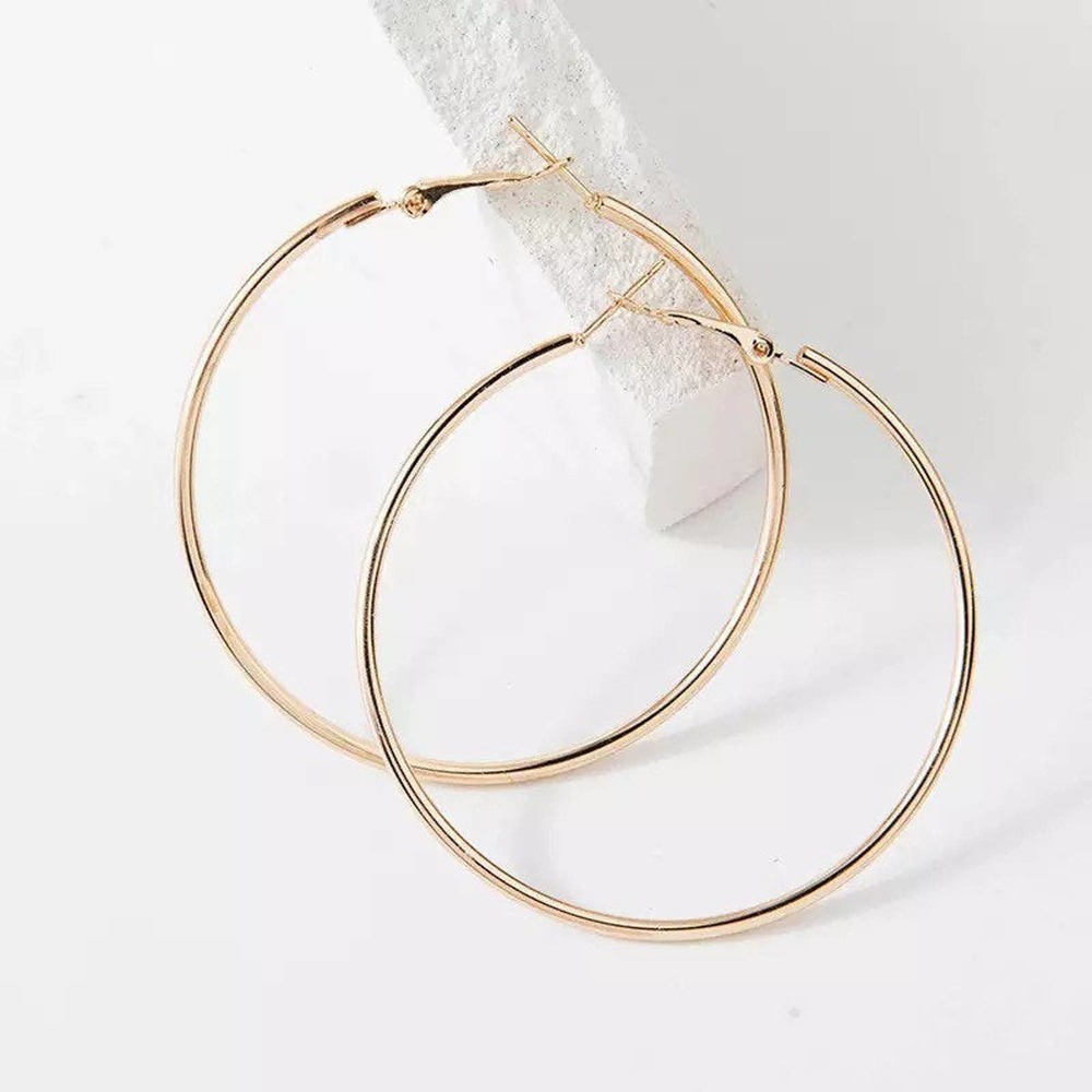 18K Gold Plated Sterling Silver Post Hoop Earrings